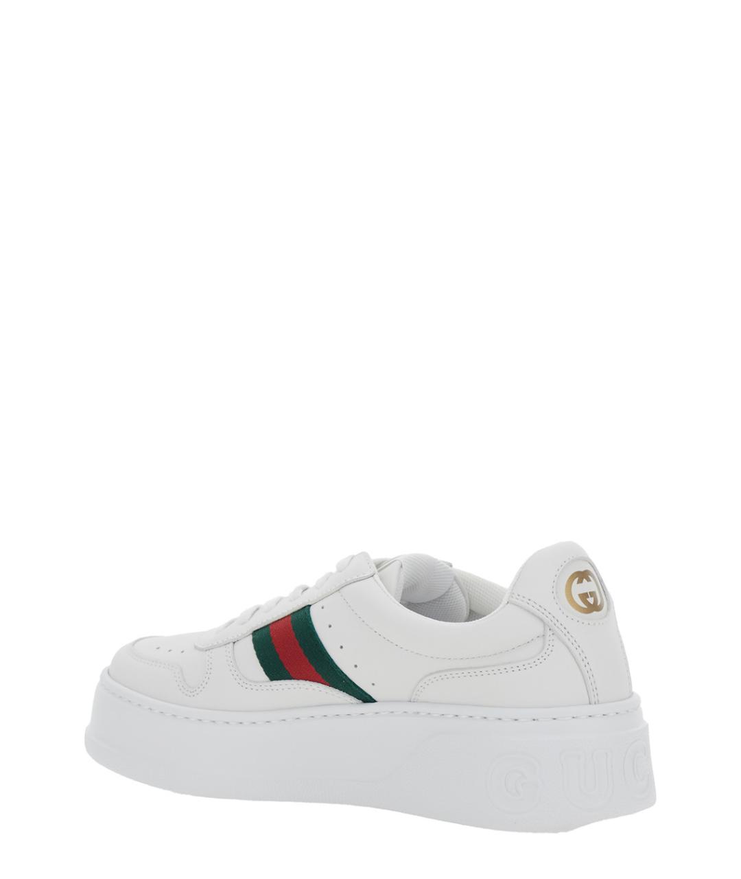 GUCCI Белые кожаные кроссовки, фото 3