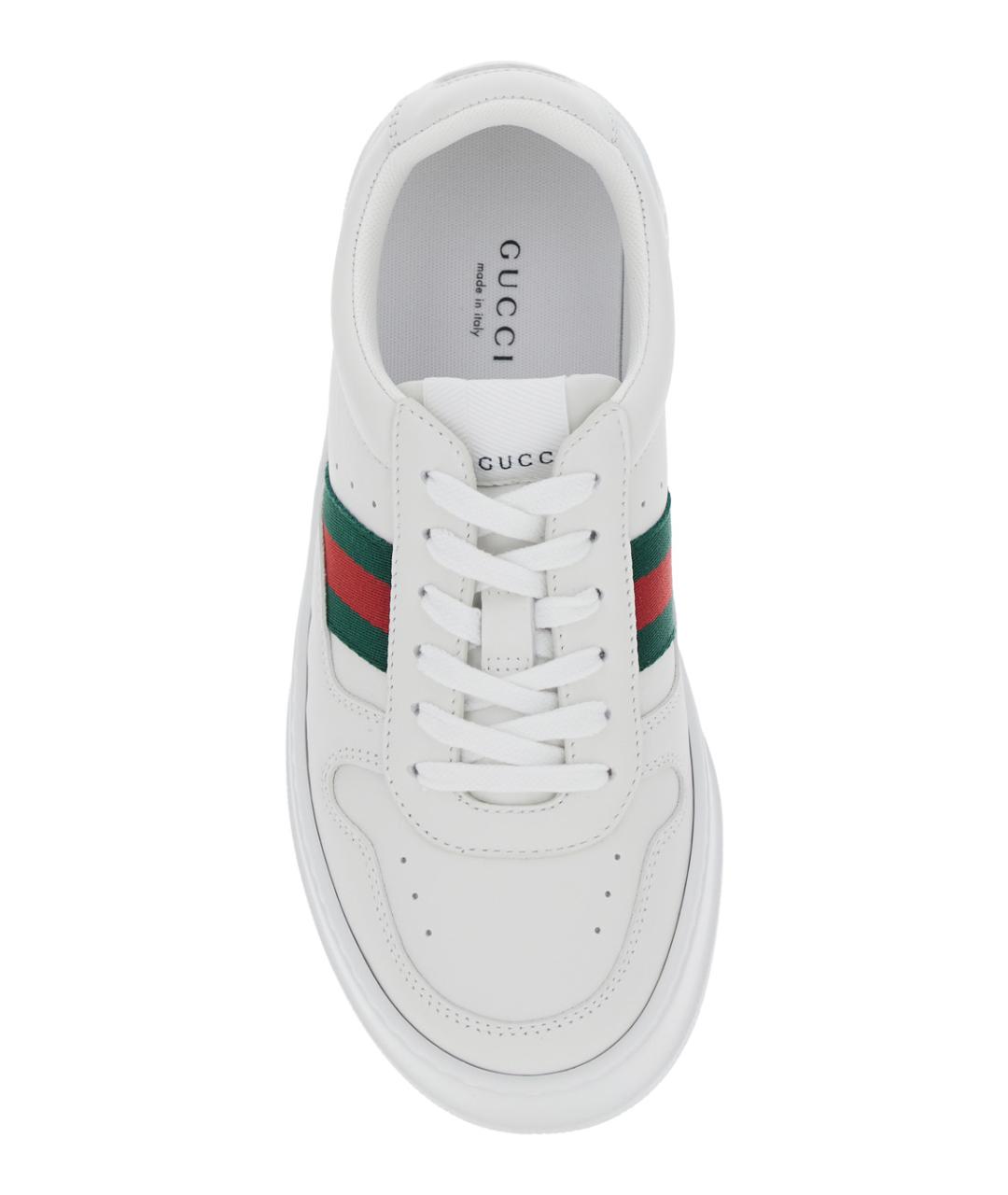 GUCCI Белые кожаные кроссовки, фото 4