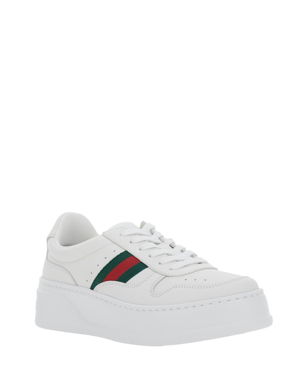 GUCCI Белые кожаные кроссовки, фото 2