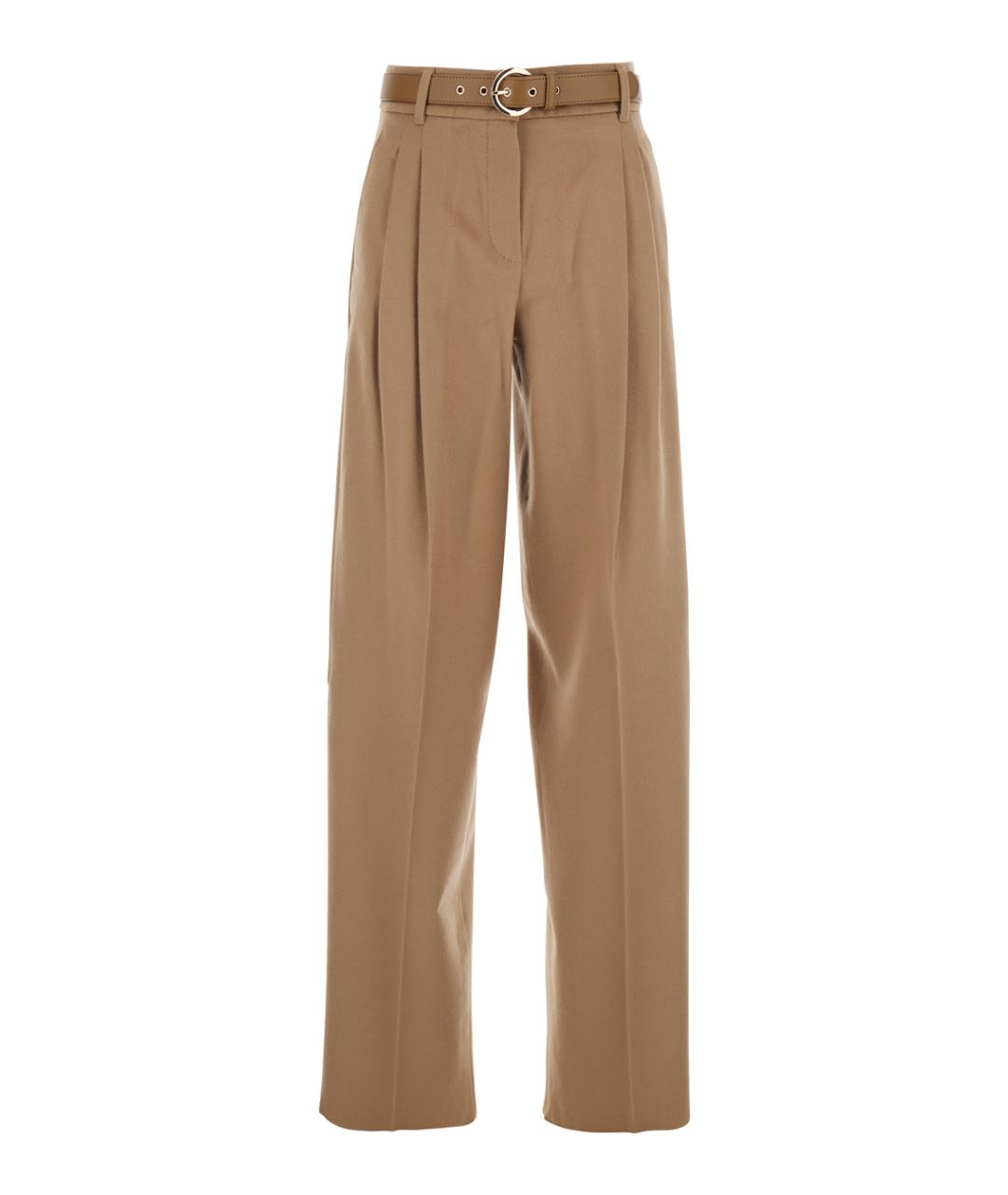 MAX MARA STUDIO Бежевые шерстяные прямые брюки, фото 1