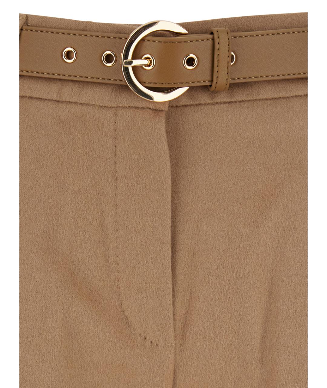 MAX MARA STUDIO Бежевые шерстяные прямые брюки, фото 3