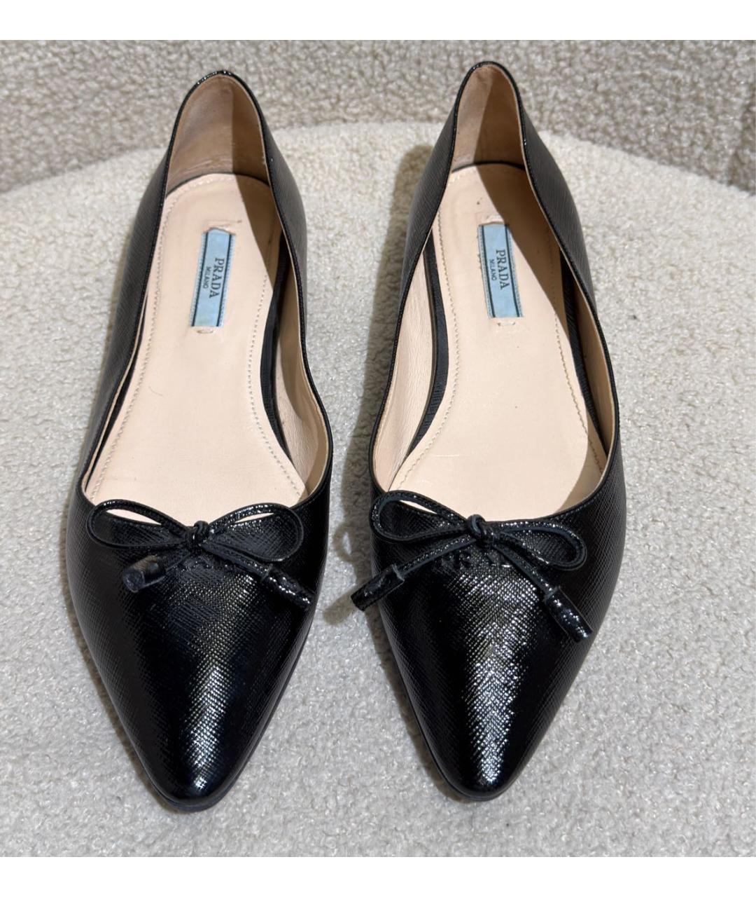 PRADA Черные кожаные балетки, фото 2