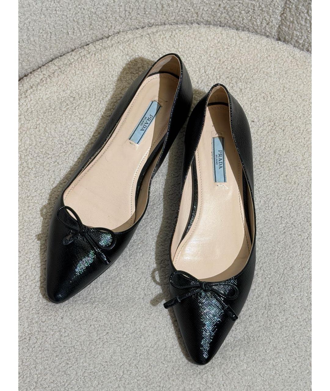 PRADA Черные кожаные балетки, фото 6
