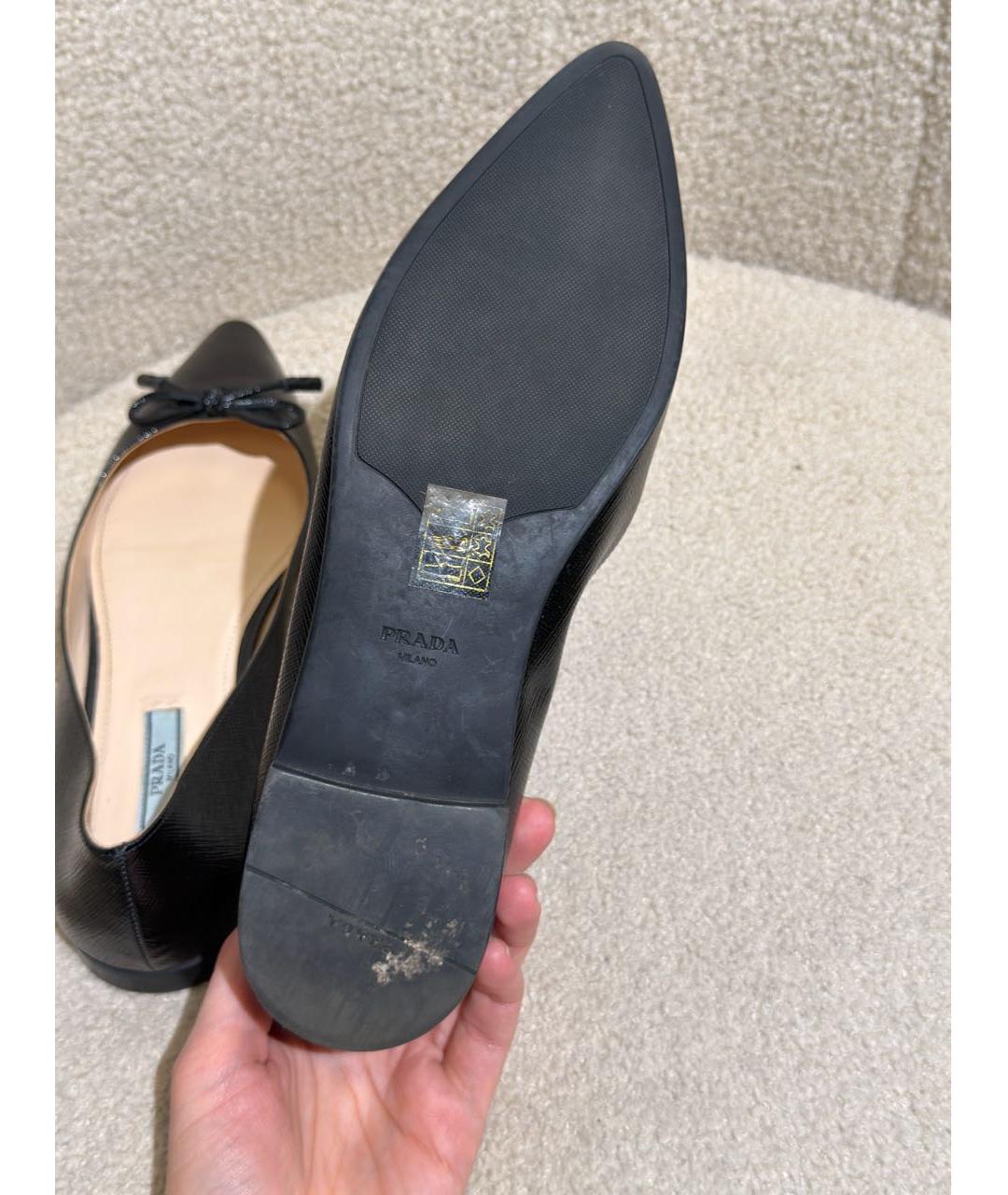 PRADA Черные кожаные балетки, фото 7