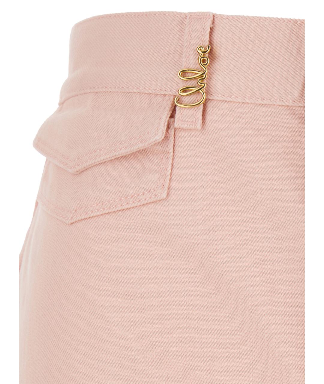 CHLOE Розовые хлопковые джинсы клеш, фото 3