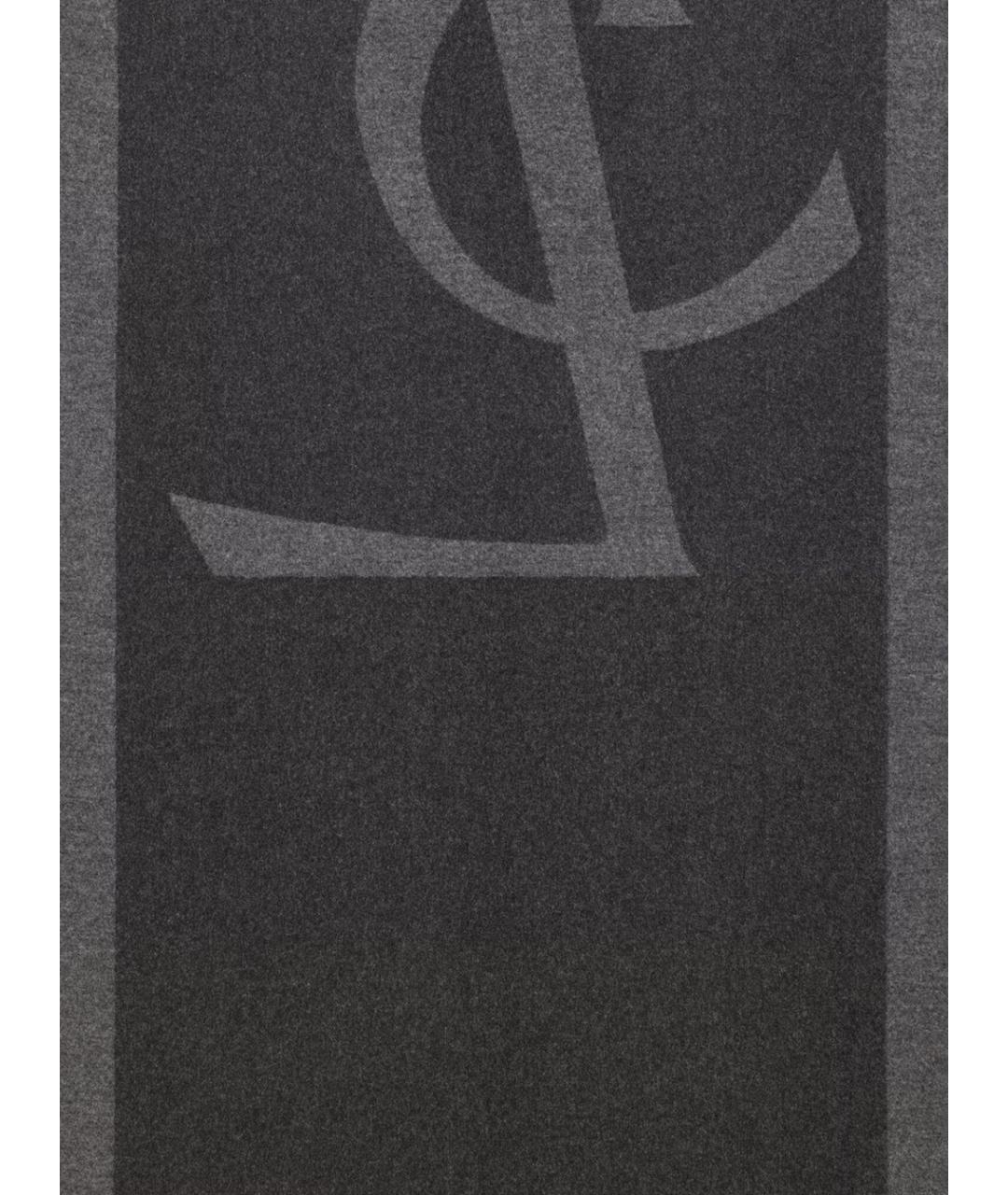 SAINT LAURENT Серый шелковый шарф, фото 3