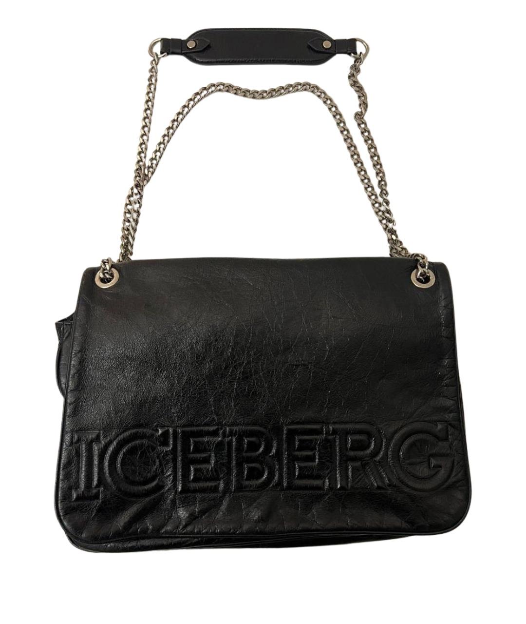 ICEBERG Черная сумка через плечо из лакированной кожи, фото 1