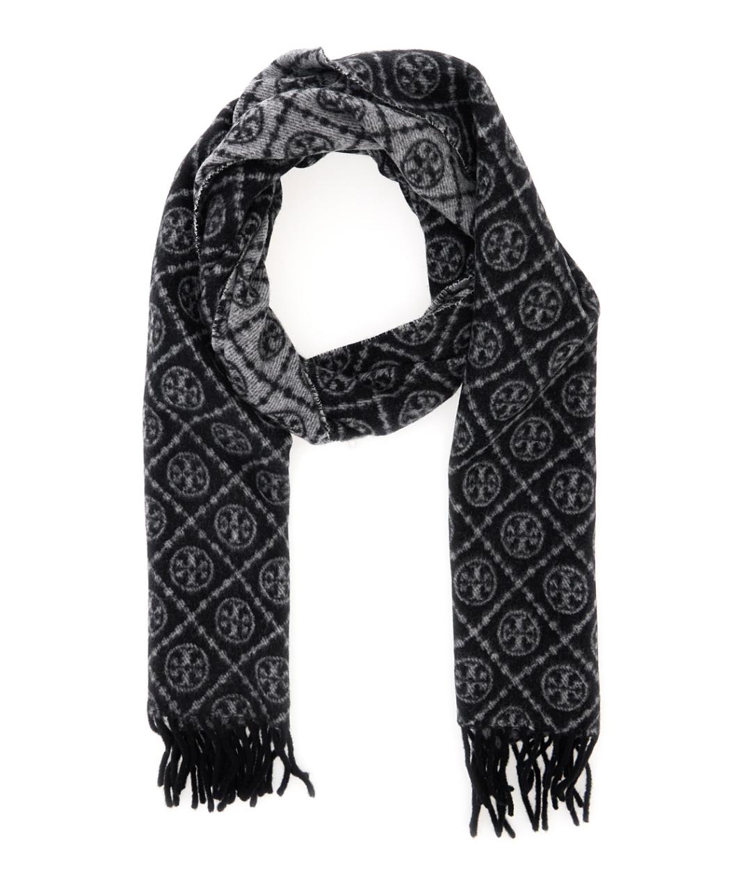 TORY BURCH Черный шерстяной шарф, фото 2