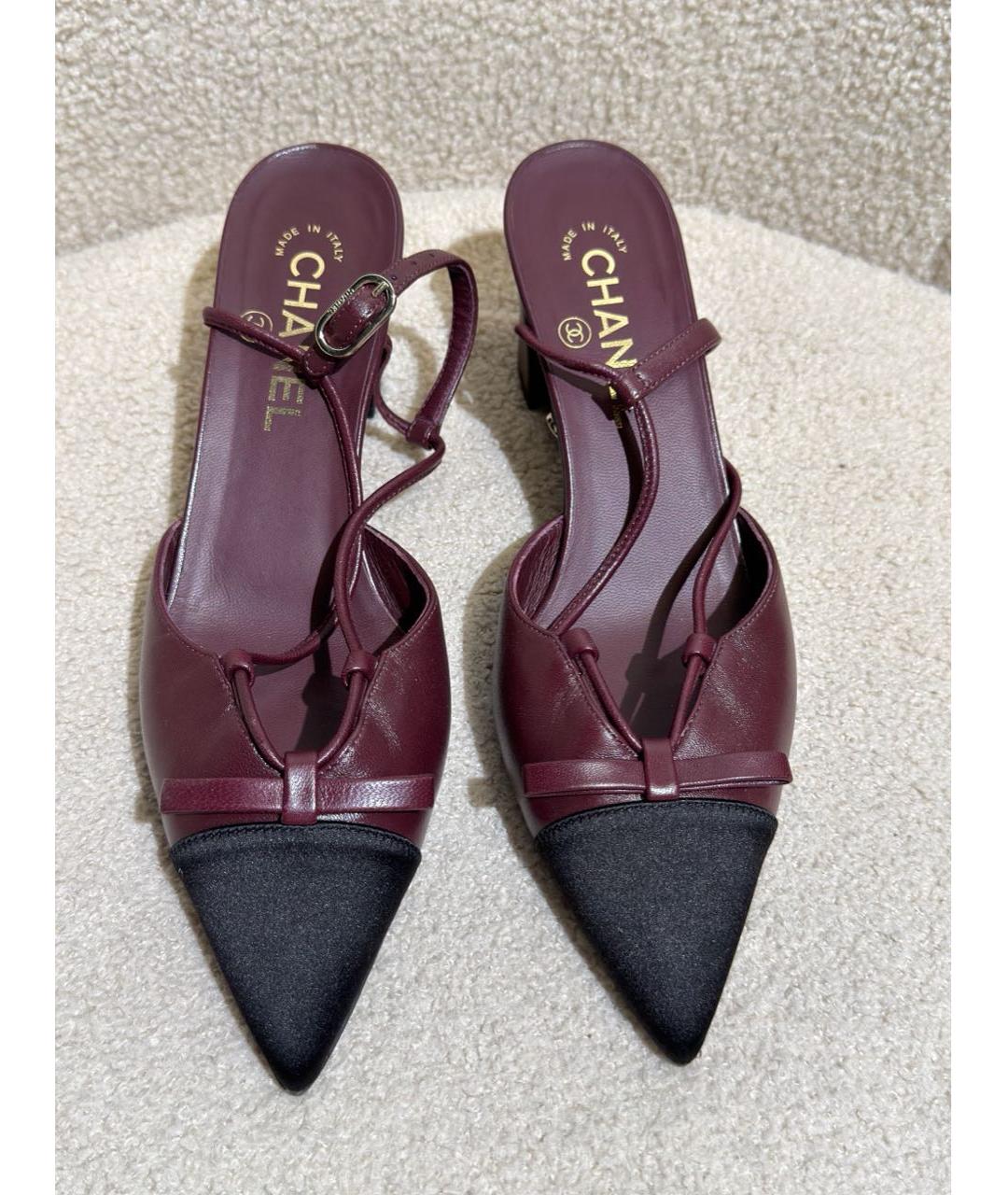 CHANEL Бордовые кожаные туфли, фото 2