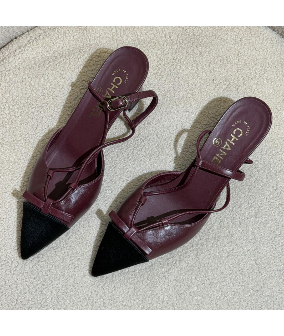 CHANEL Бордовые кожаные туфли, фото 5