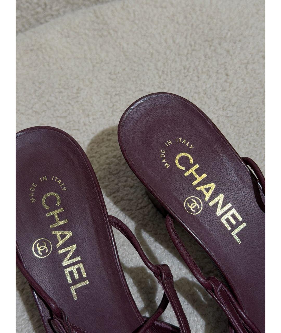 CHANEL Бордовые кожаные туфли, фото 3