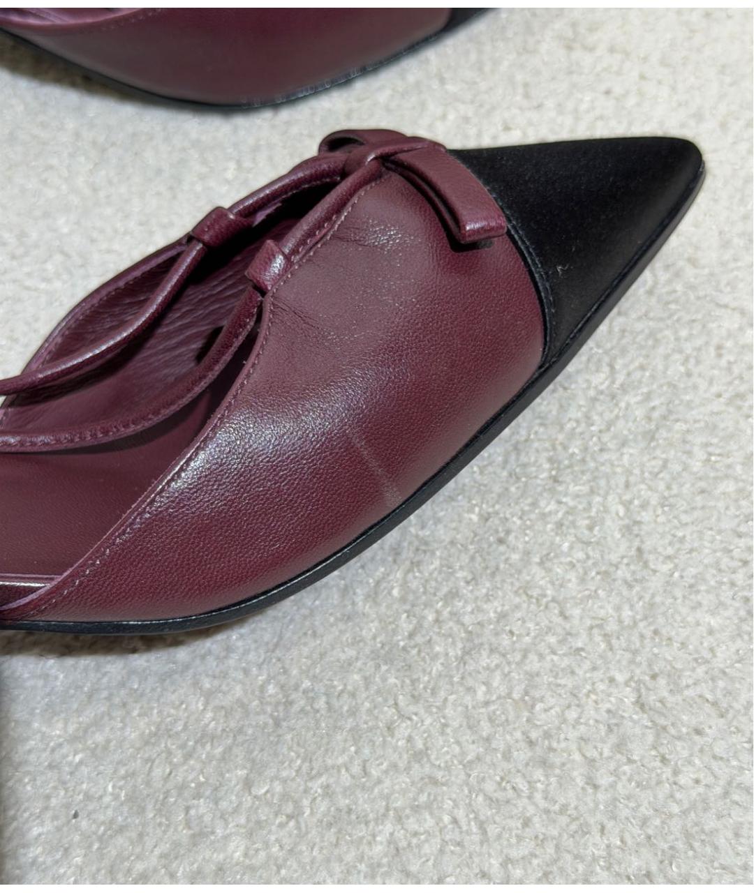 CHANEL Бордовые кожаные туфли, фото 8