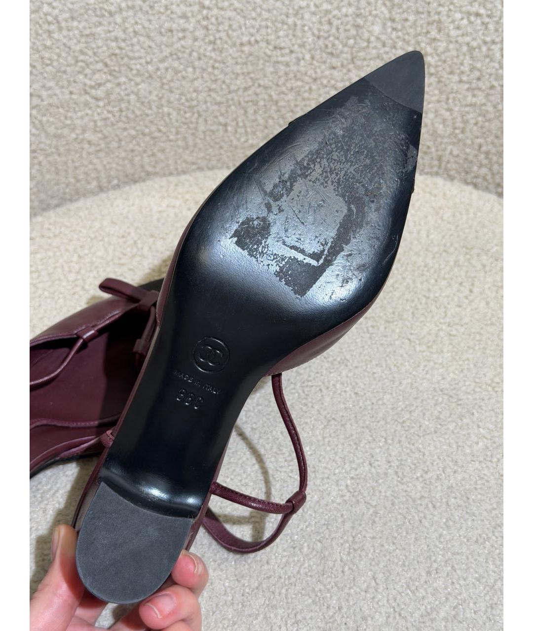 CHANEL Бордовые кожаные туфли, фото 6
