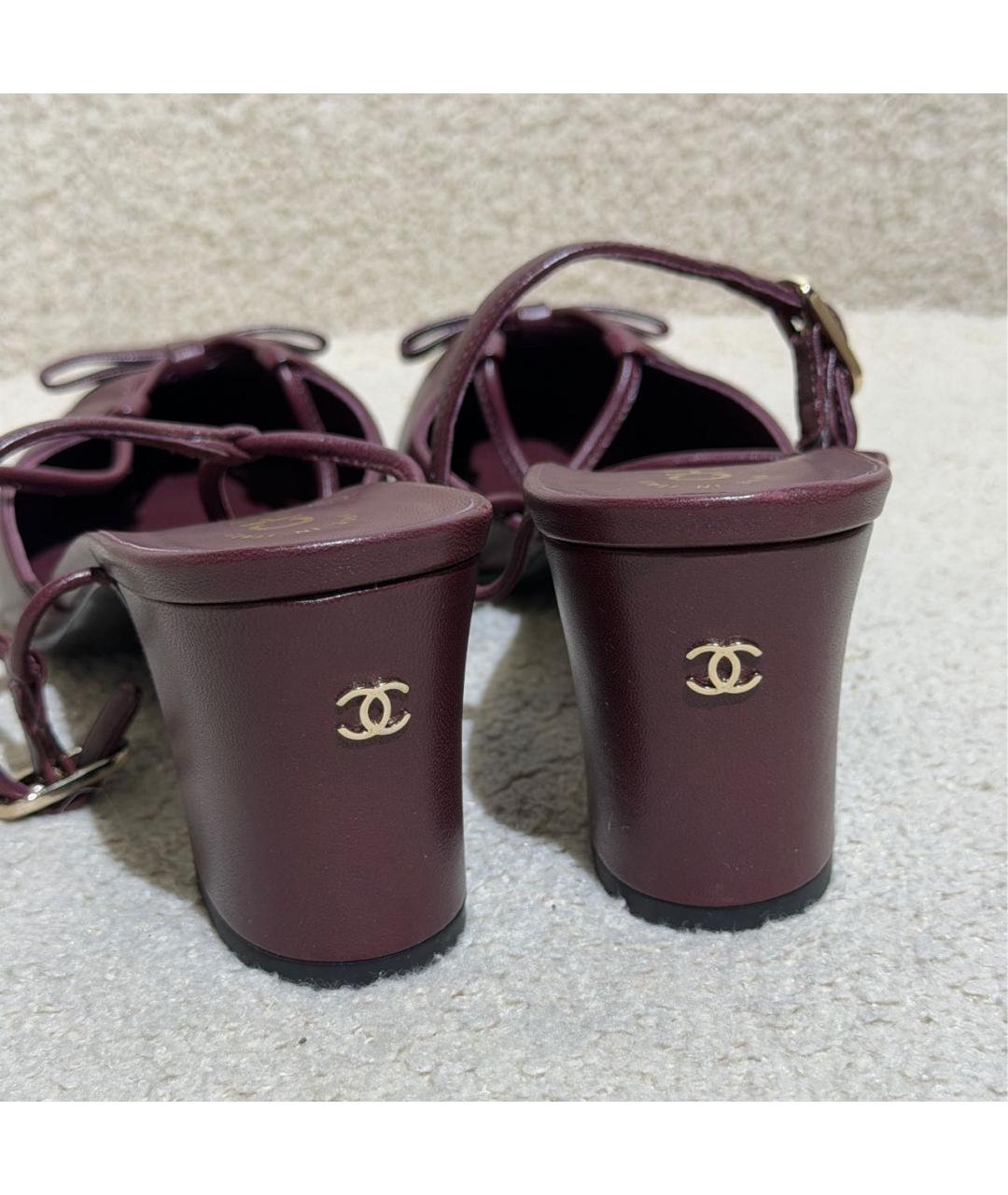 CHANEL Бордовые кожаные туфли, фото 4