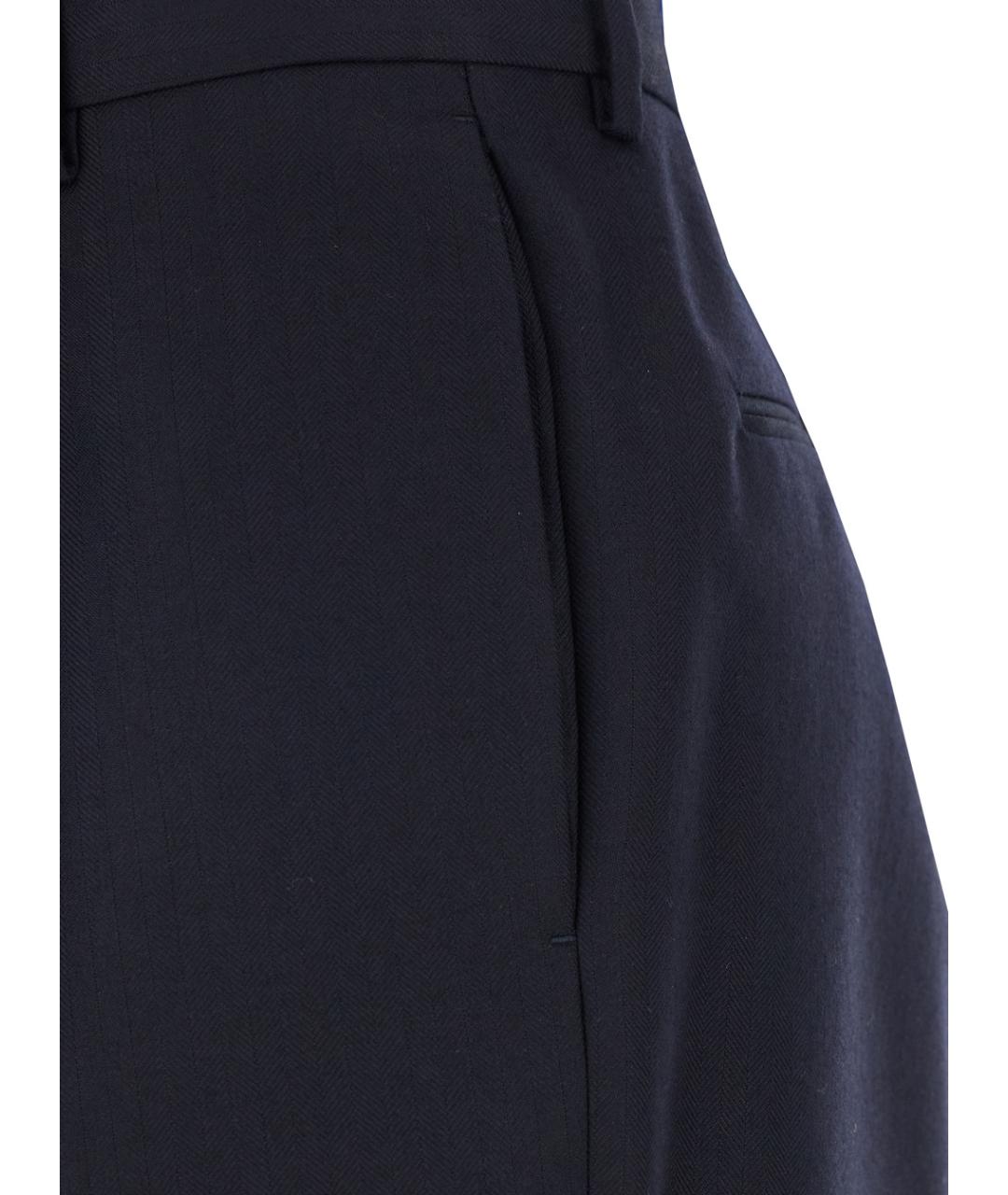 DRIES VAN NOTEN Синие шерстяные прямые брюки, фото 3