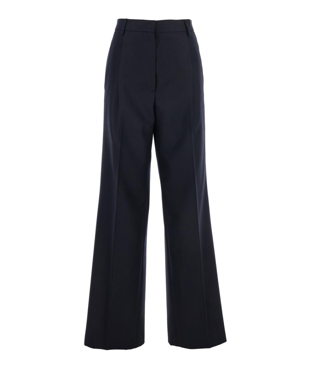 DRIES VAN NOTEN Синие шерстяные прямые брюки, фото 1