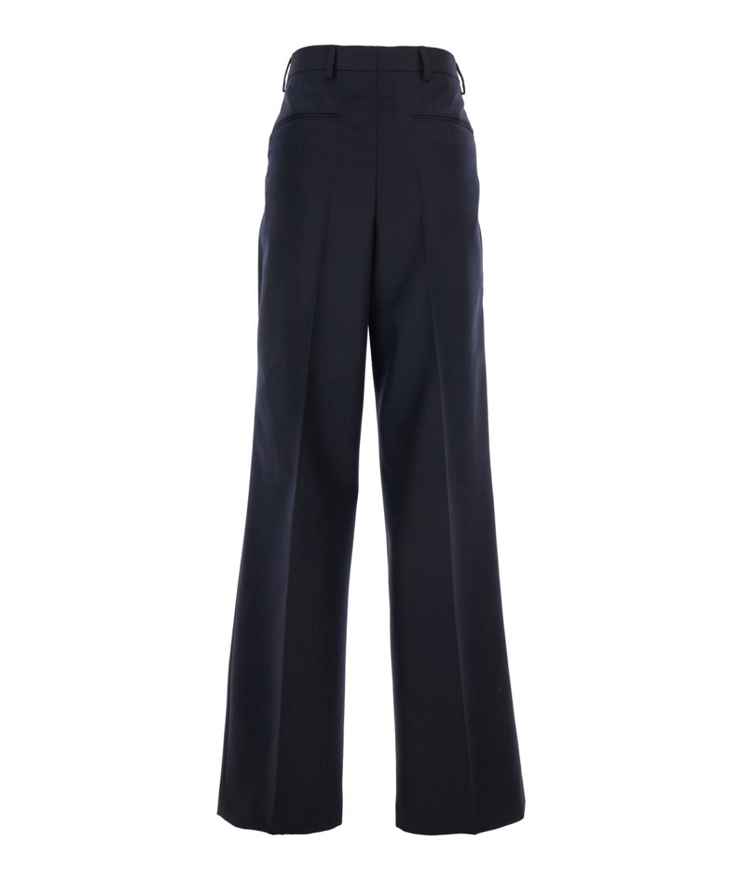 DRIES VAN NOTEN Синие шерстяные прямые брюки, фото 2