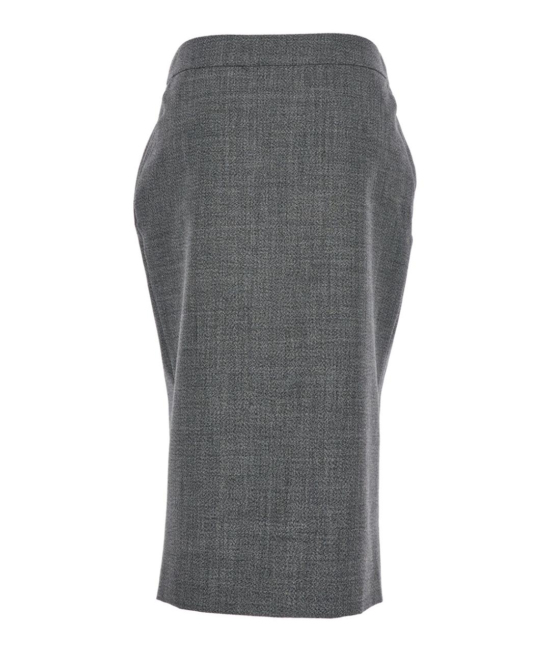 ALEXANDER MCQUEEN Серая шерстяная юбка миди, фото 2