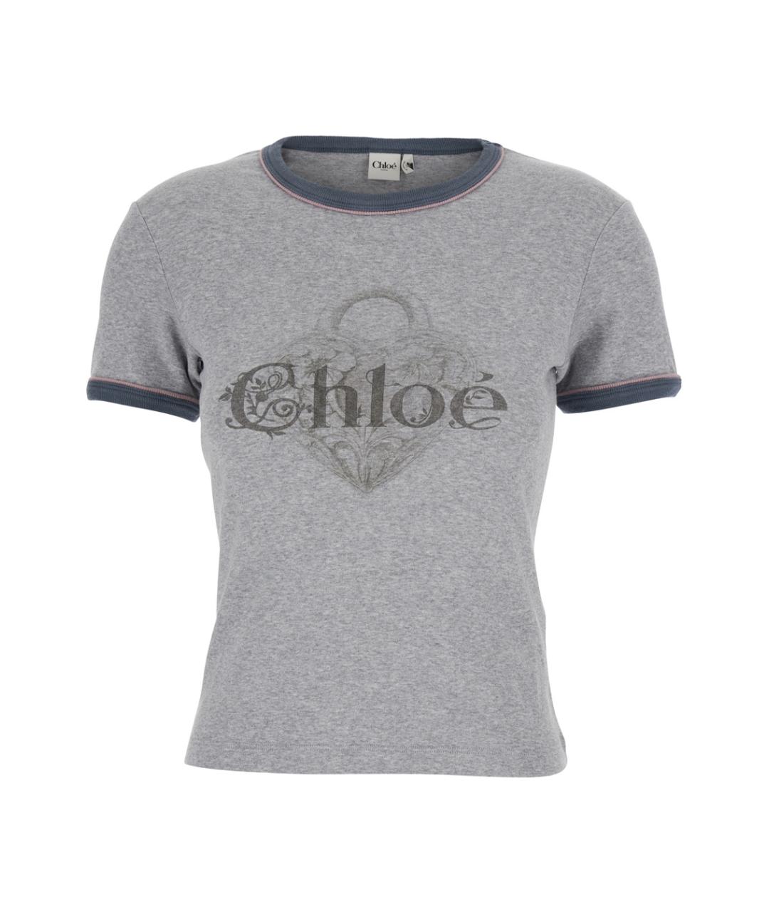 CHLOE Серая хлопковая футболка, фото 1