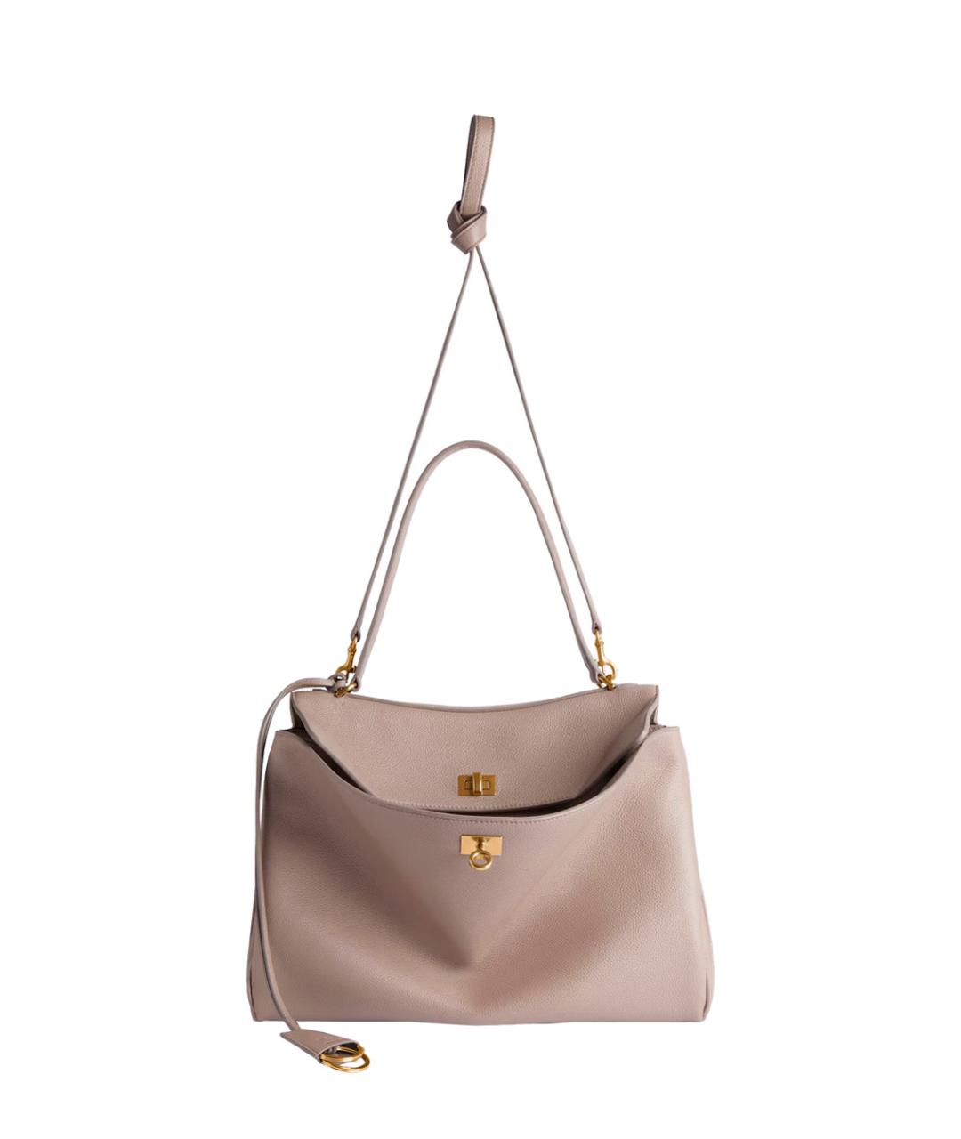 BALENCIAGA Бежевая кожаная сумка тоут, фото 2