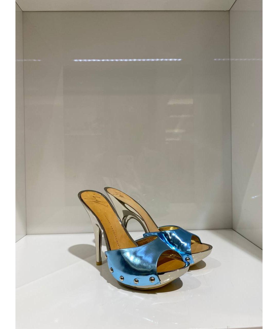 GIUSEPPE ZANOTTI DESIGN Голубые кожаные мюли, фото 2