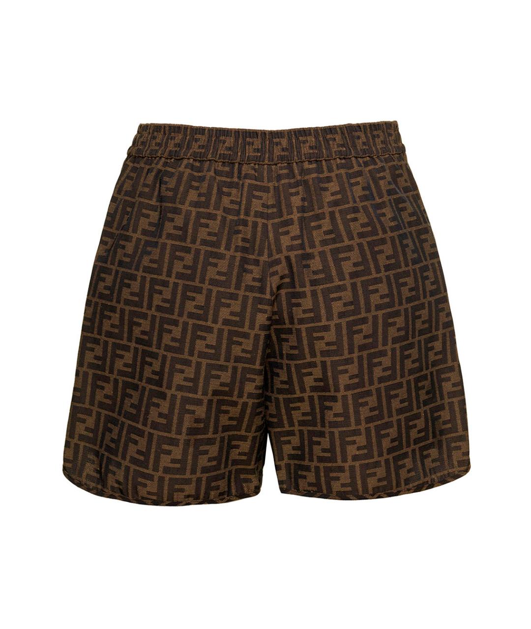 FENDI Коричневые полиэстеровые шорты, фото 2