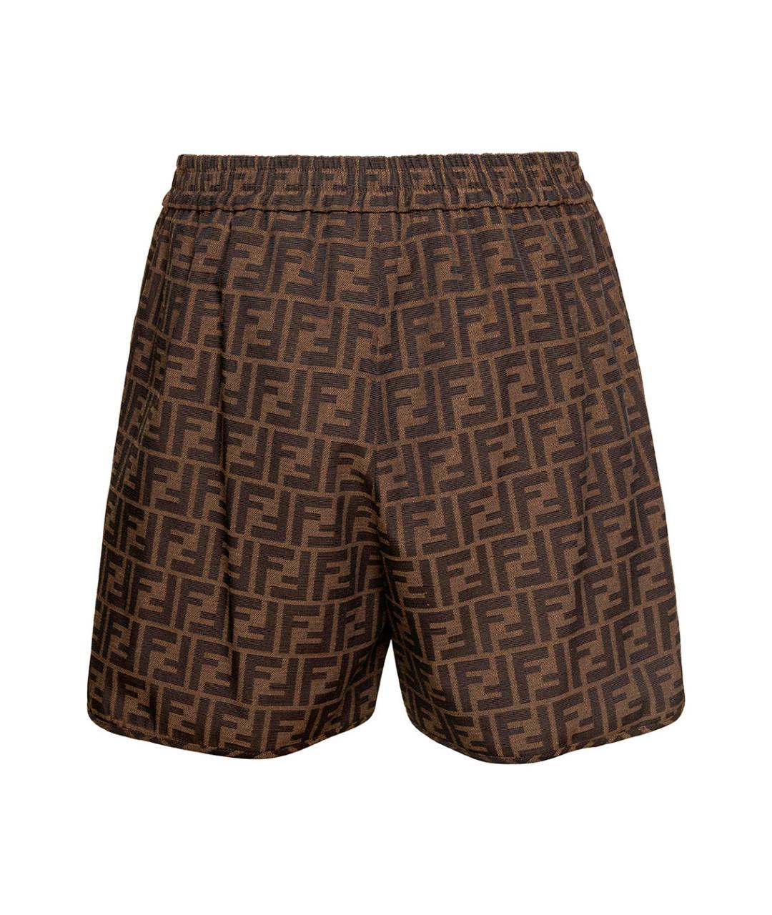 FENDI Коричневые полиэстеровые шорты, фото 1