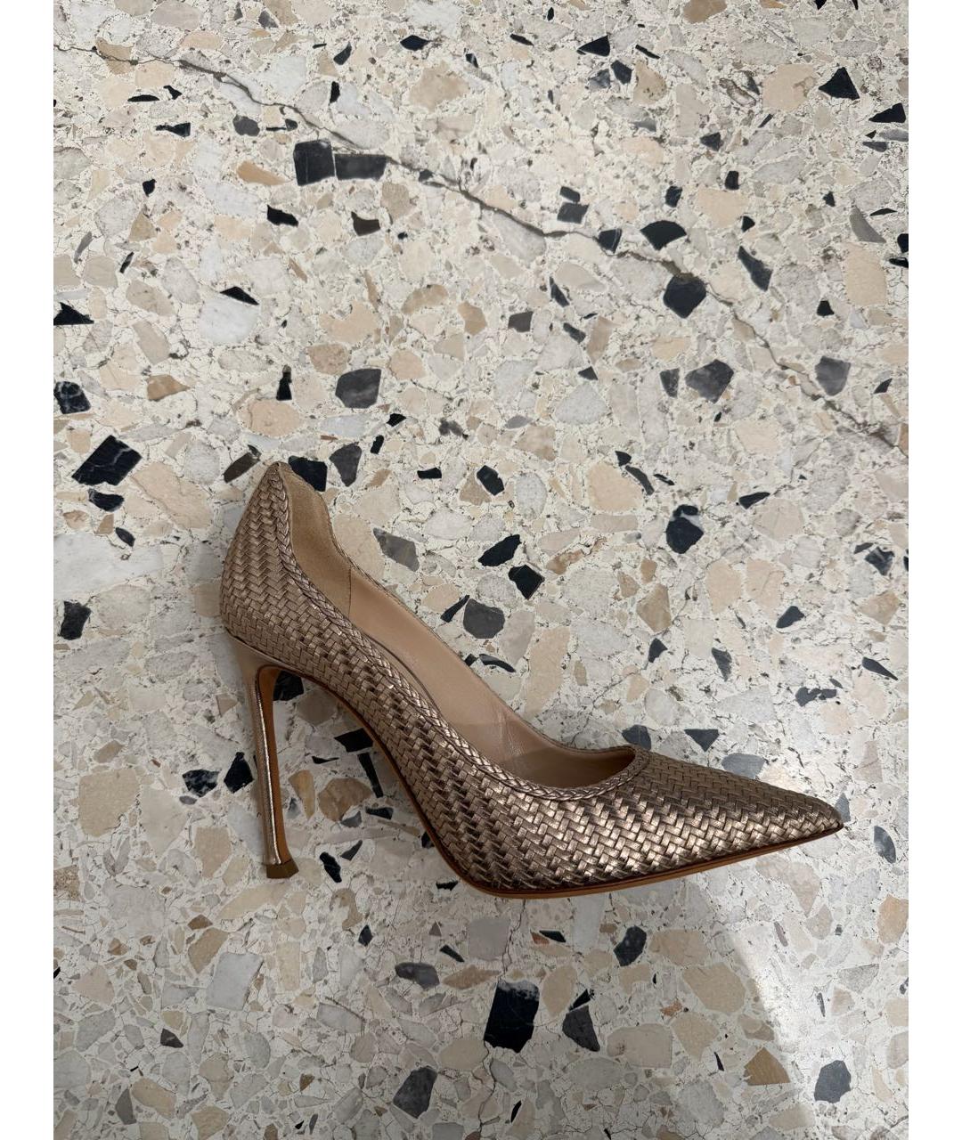 CHRISTIAN DIOR Золотые кожаные туфли, фото 4