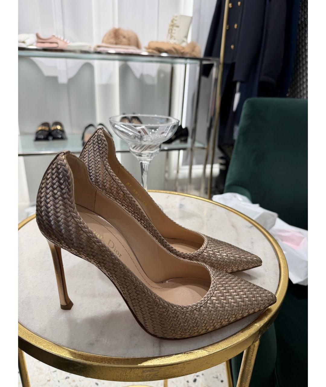 CHRISTIAN DIOR Золотые кожаные туфли, фото 5