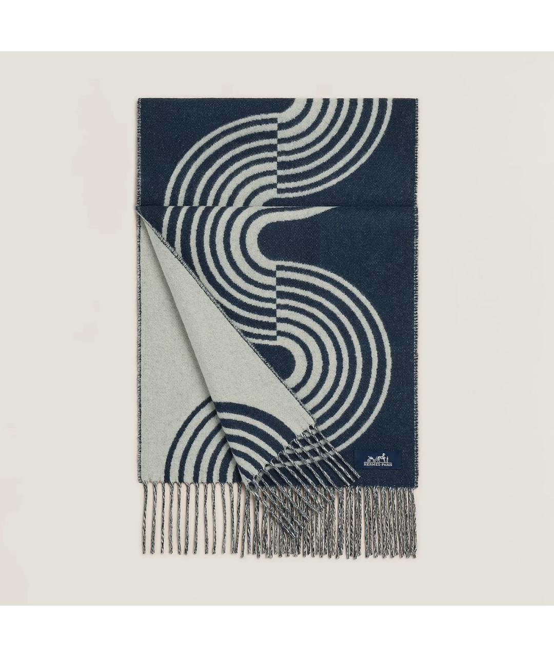 HERMES Темно-синий кашемировый шарф, фото 5