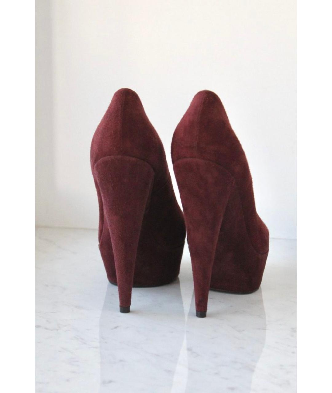 SAINT LAURENT Бордовые замшевые туфли, фото 3