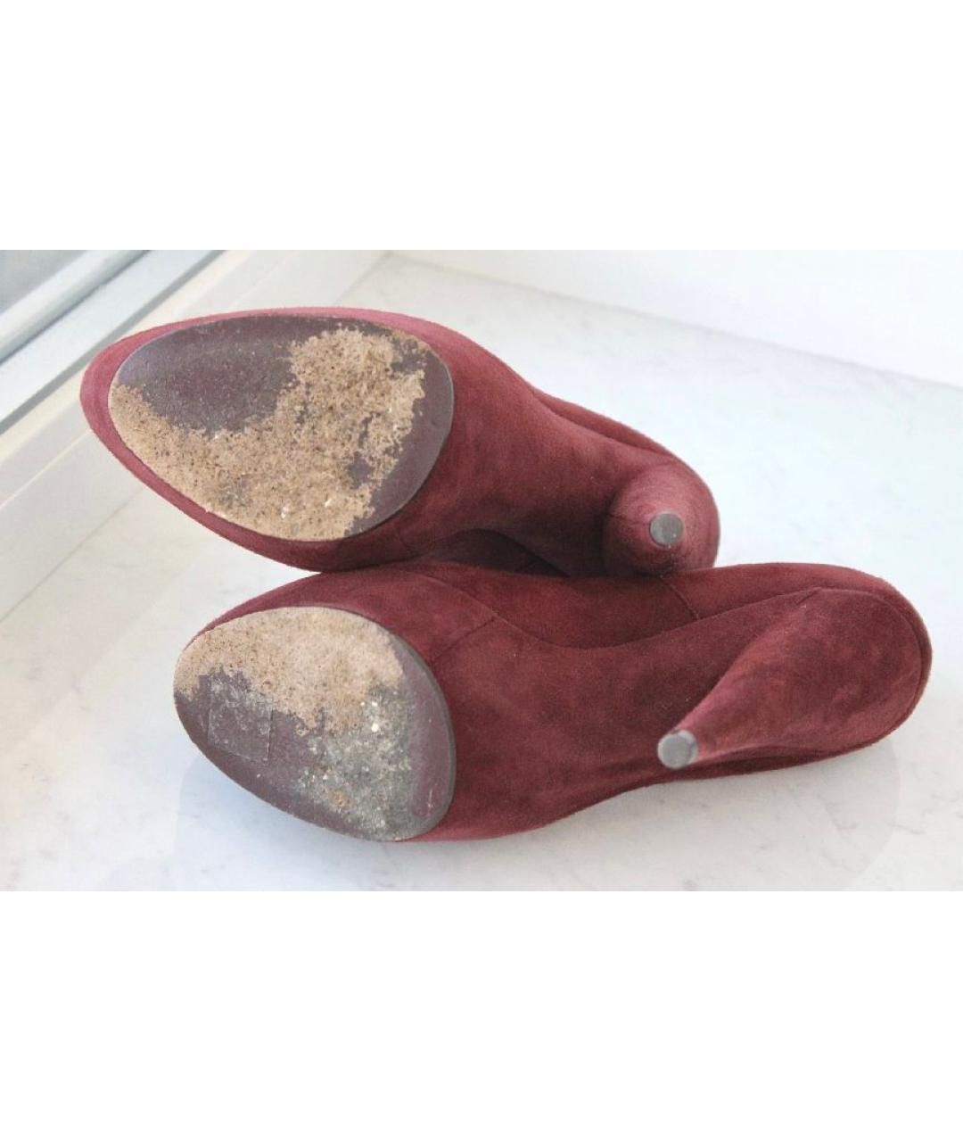 SAINT LAURENT Бордовые замшевые туфли, фото 4
