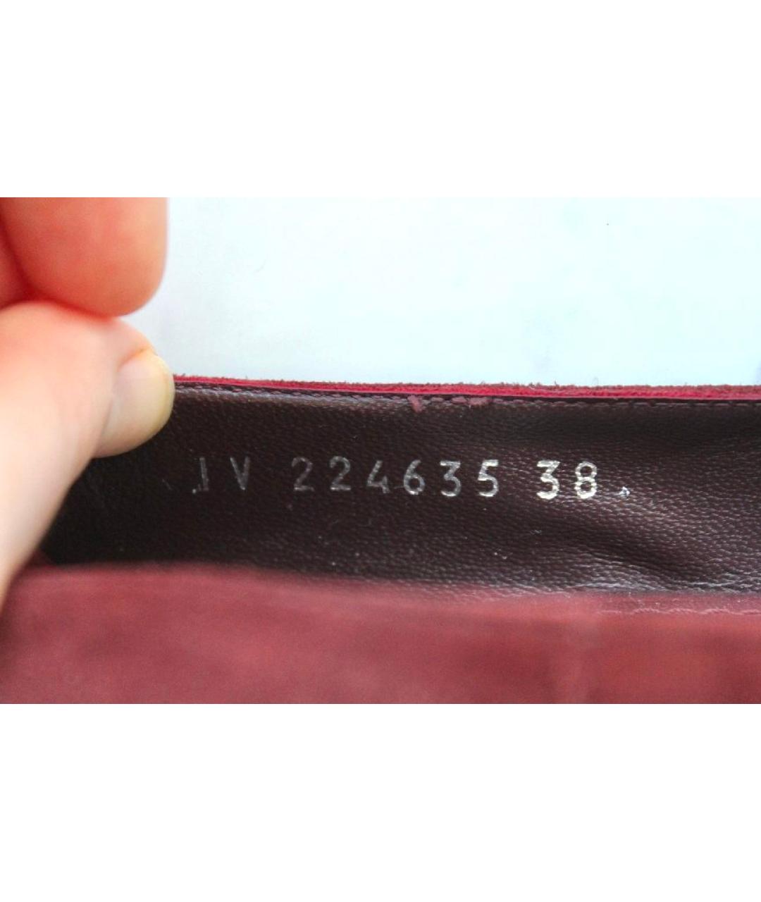 SAINT LAURENT Бордовые замшевые туфли, фото 6