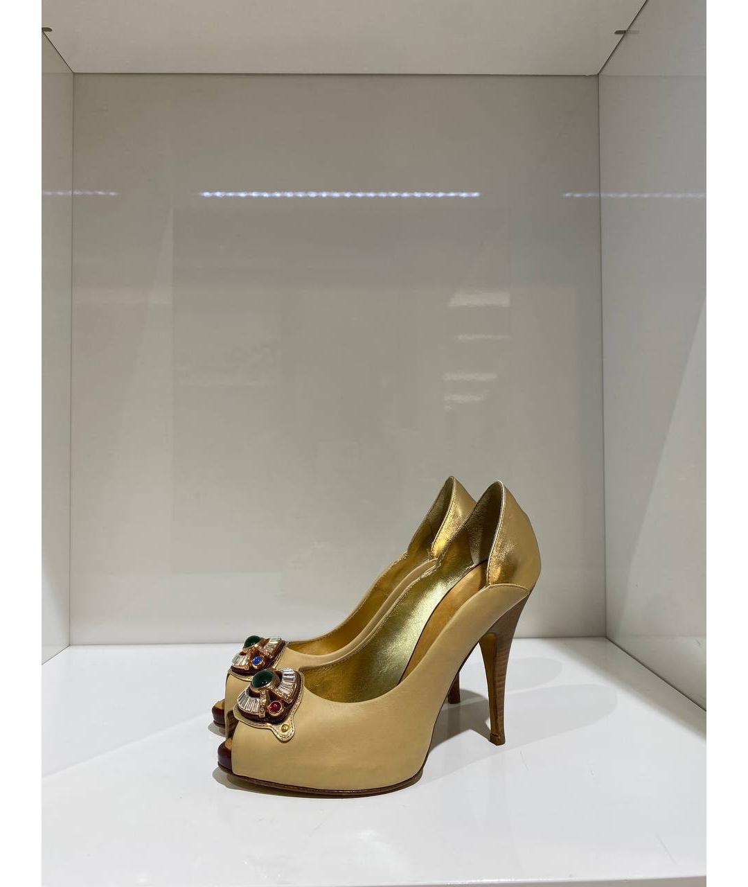 GIUSEPPE ZANOTTI DESIGN Золотые кожаные туфли, фото 4