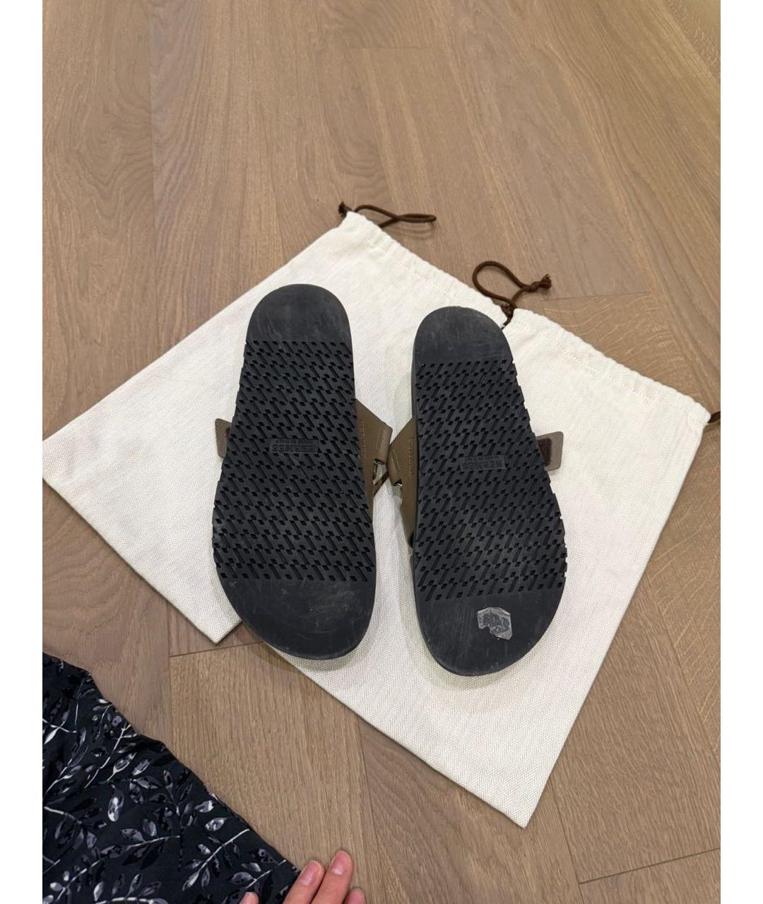 HERMES Антрацитовые кожаные сандалии, фото 4