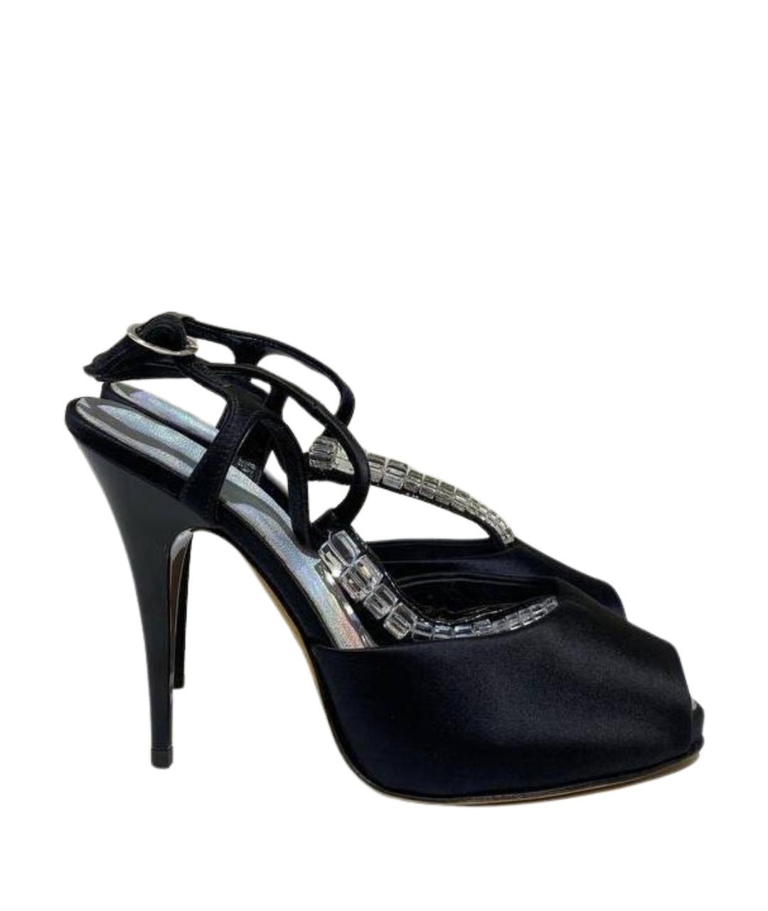 GIUSEPPE ZANOTTI DESIGN Черные текстильные босоножки, фото 1