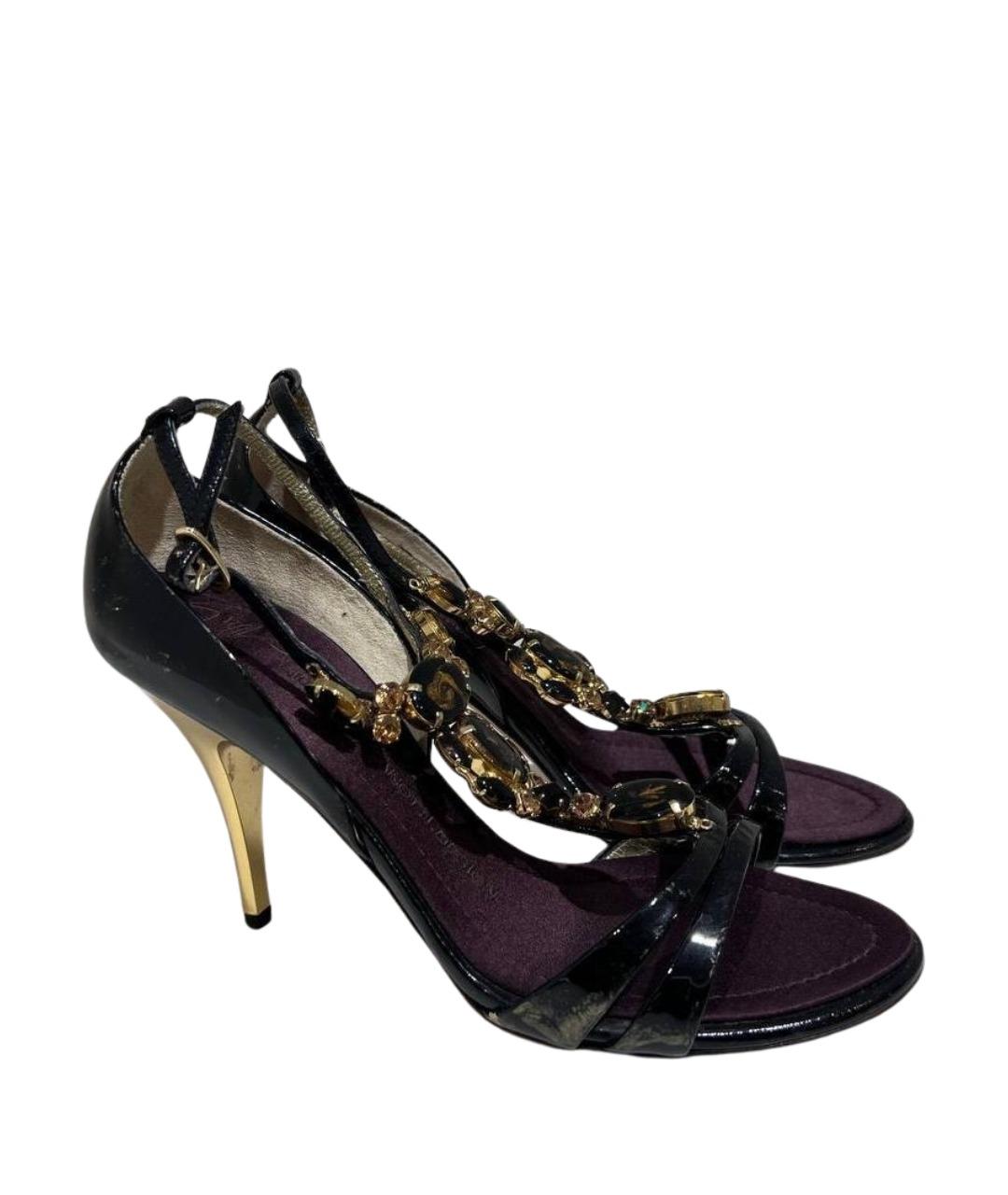 GIUSEPPE ZANOTTI DESIGN Черные босоножки из лакированной кожи, фото 1