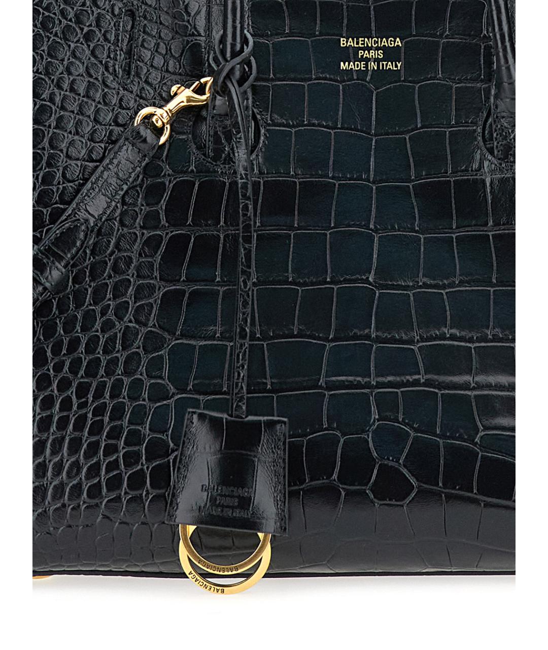 BALENCIAGA Черная кожаная сумка тоут, фото 3