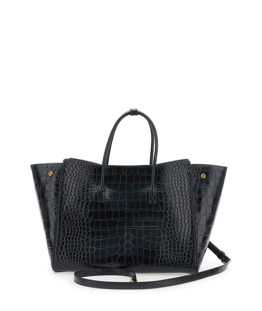 BALENCIAGA Черная кожаная сумка тоут, фото 2