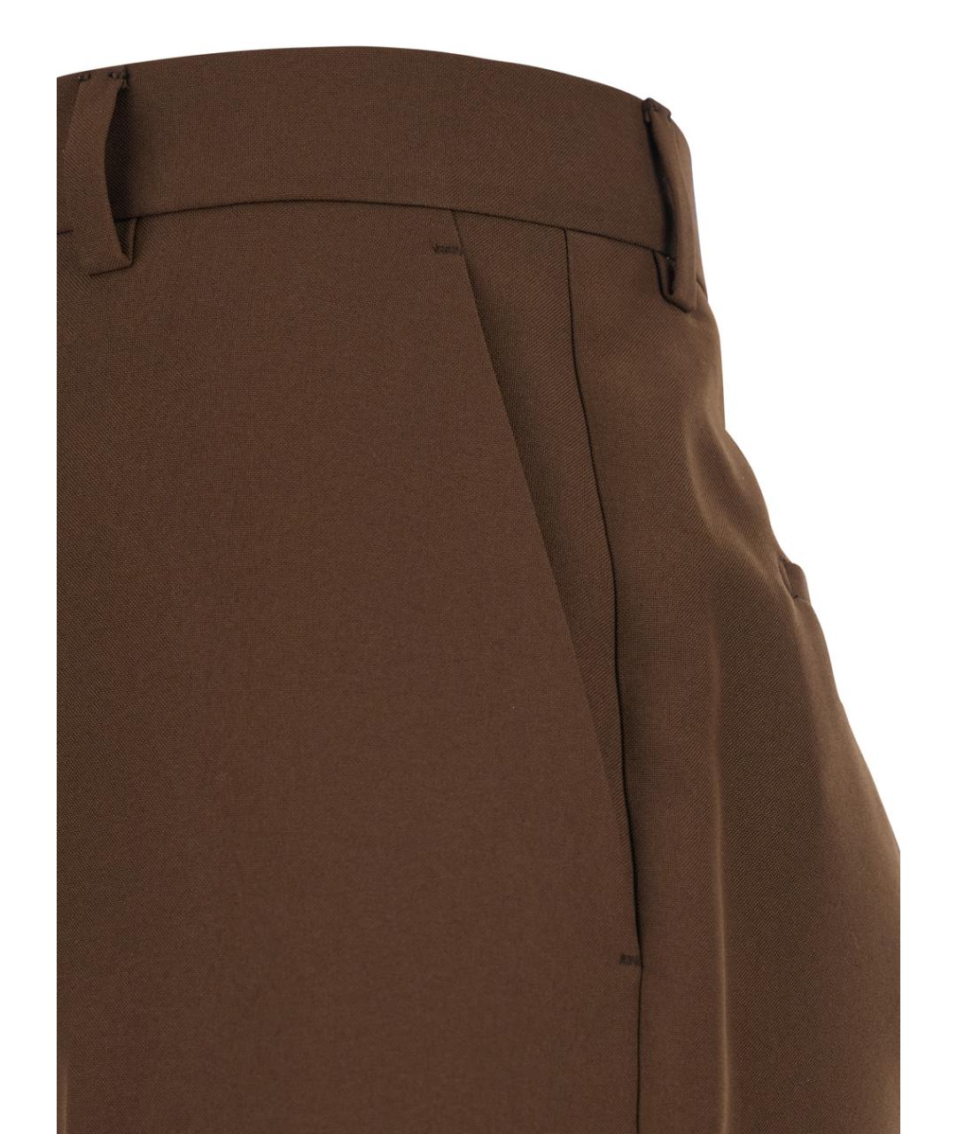 GUCCI Коричневые полиэстеровые прямые брюки, фото 3