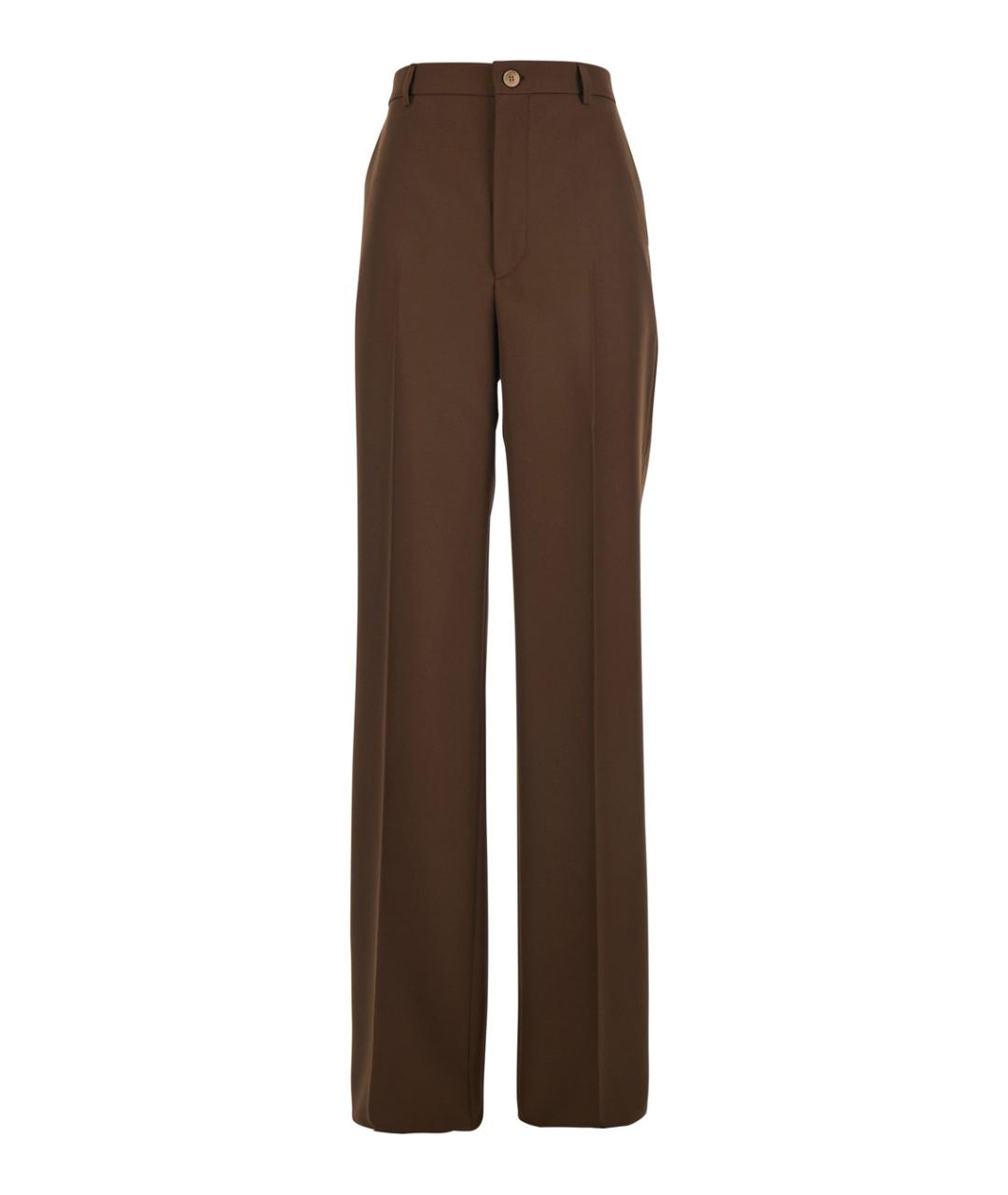 GUCCI Коричневые полиэстеровые прямые брюки, фото 1