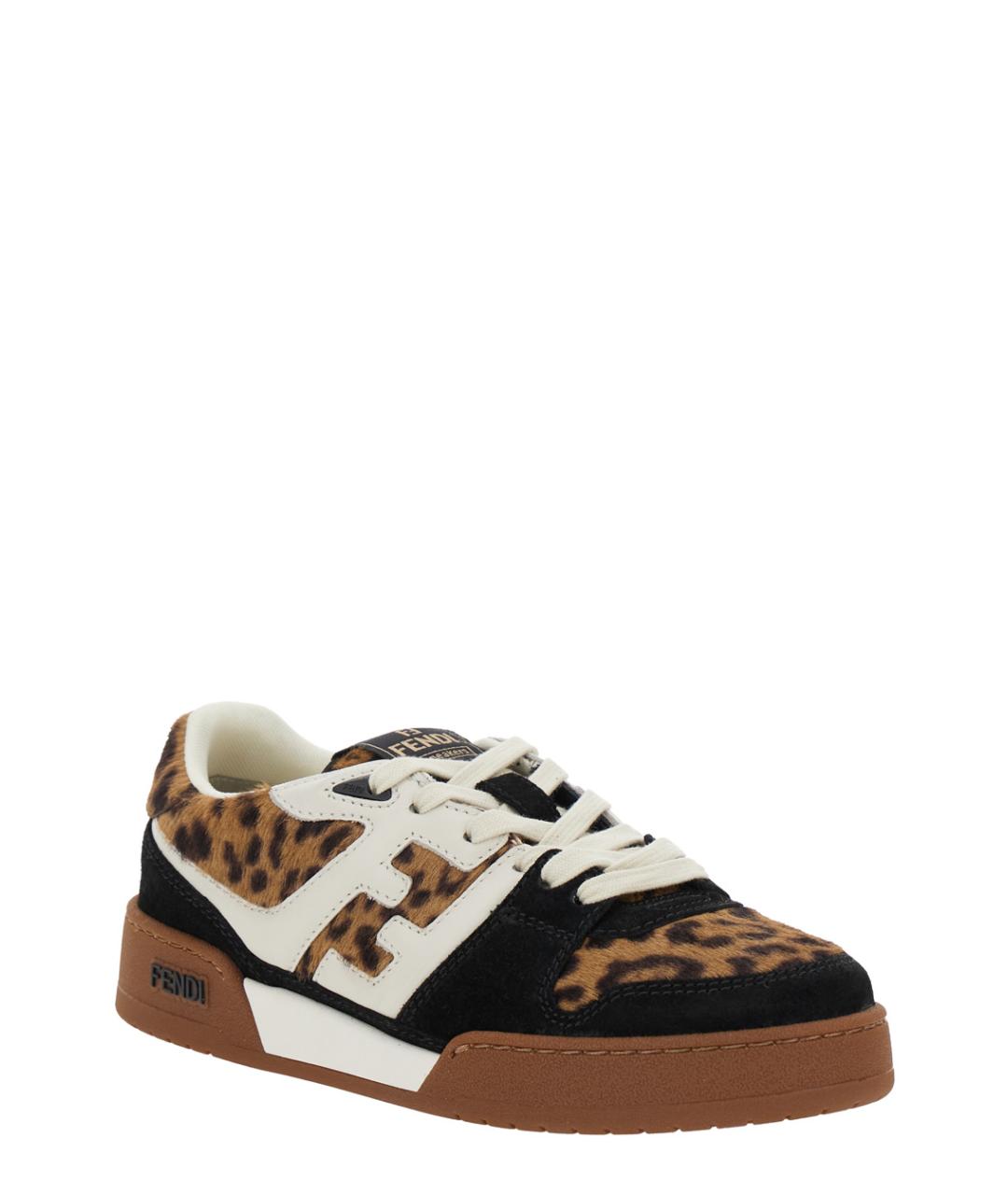 FENDI Коричневые кожаные кроссовки, фото 2
