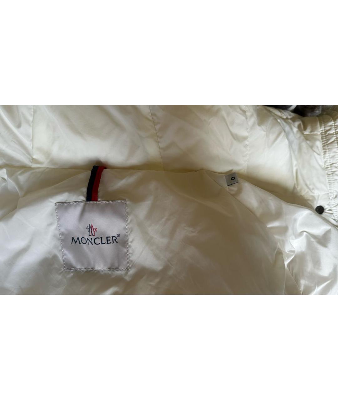 MONCLER Белый меховой пуховик, фото 2