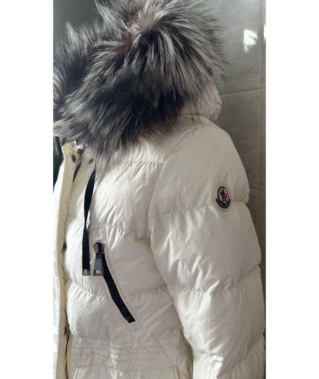 MONCLER Белый меховой пуховик, фото 3