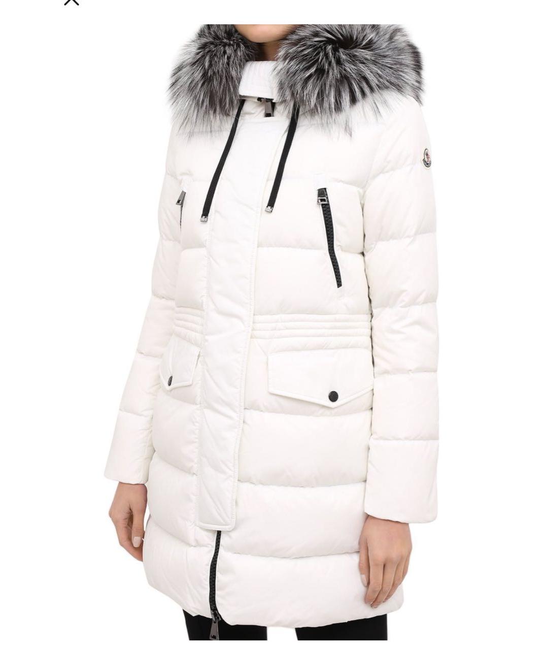 MONCLER Белый меховой пуховик, фото 4