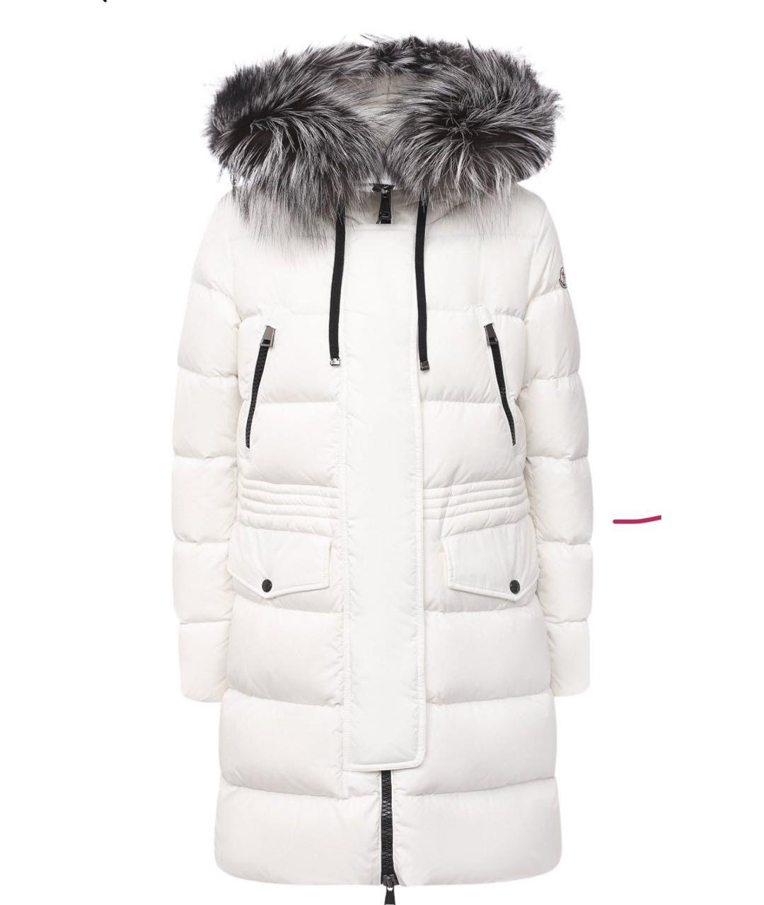 MONCLER Белый меховой пуховик, фото 6