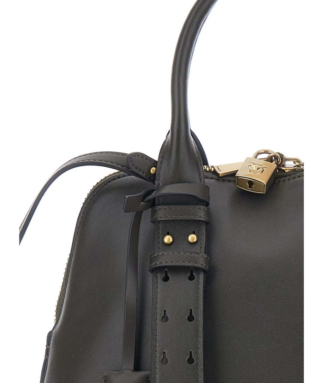 PINKO Зеленая кожаная сумка с короткими ручками, фото 3