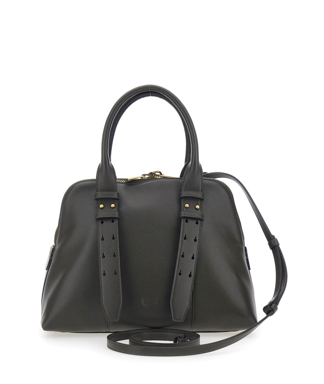 PINKO Зеленая кожаная сумка с короткими ручками, фото 2