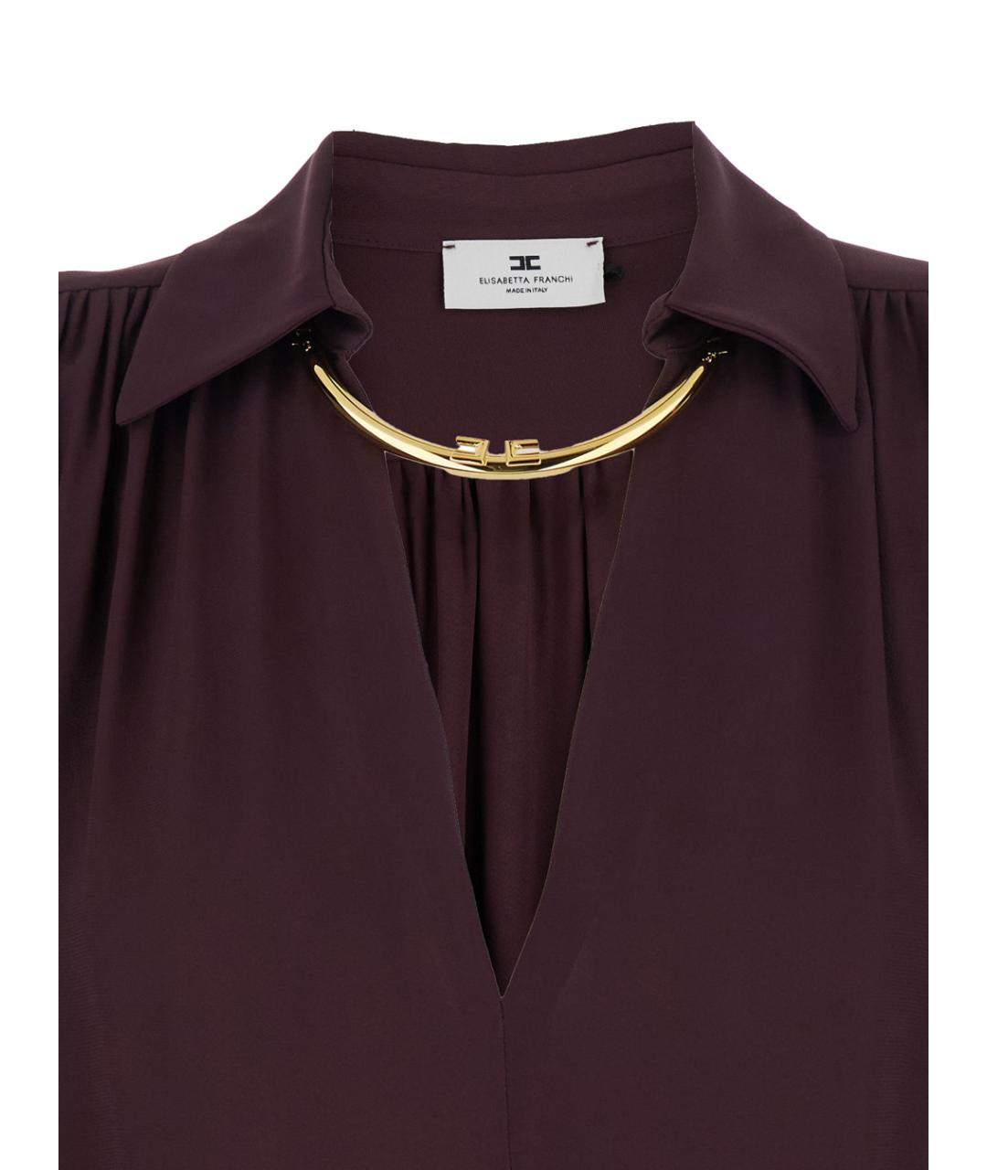 ELISABETTA FRANCHI Бордовая вискозная блузы, фото 3