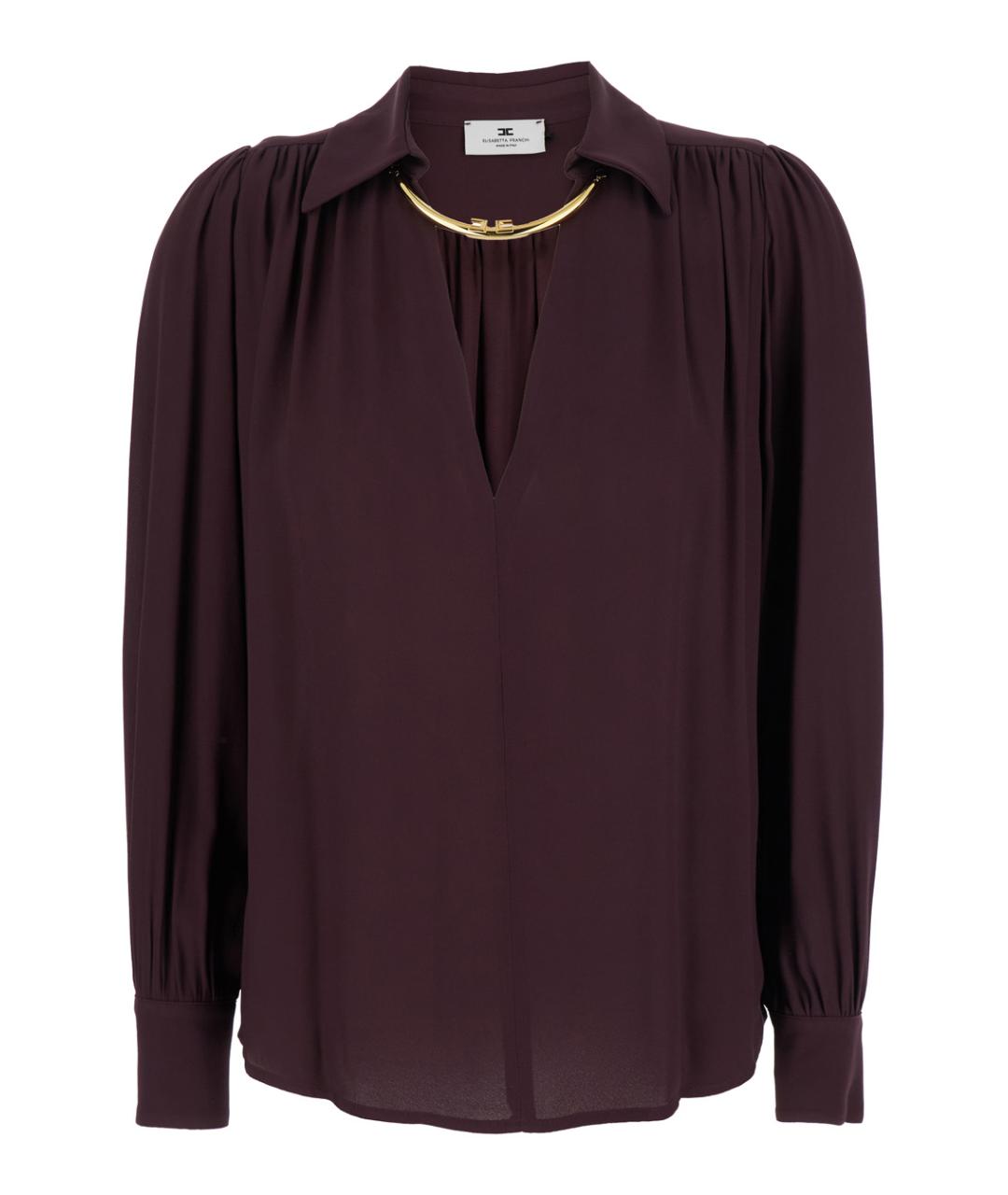 ELISABETTA FRANCHI Бордовая вискозная блузы, фото 1